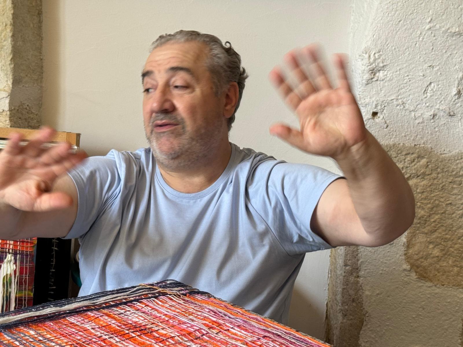 Marc Bertin at work in his studio