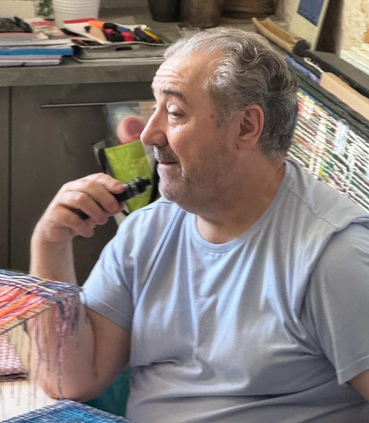 Marc Bertin at work in his studio