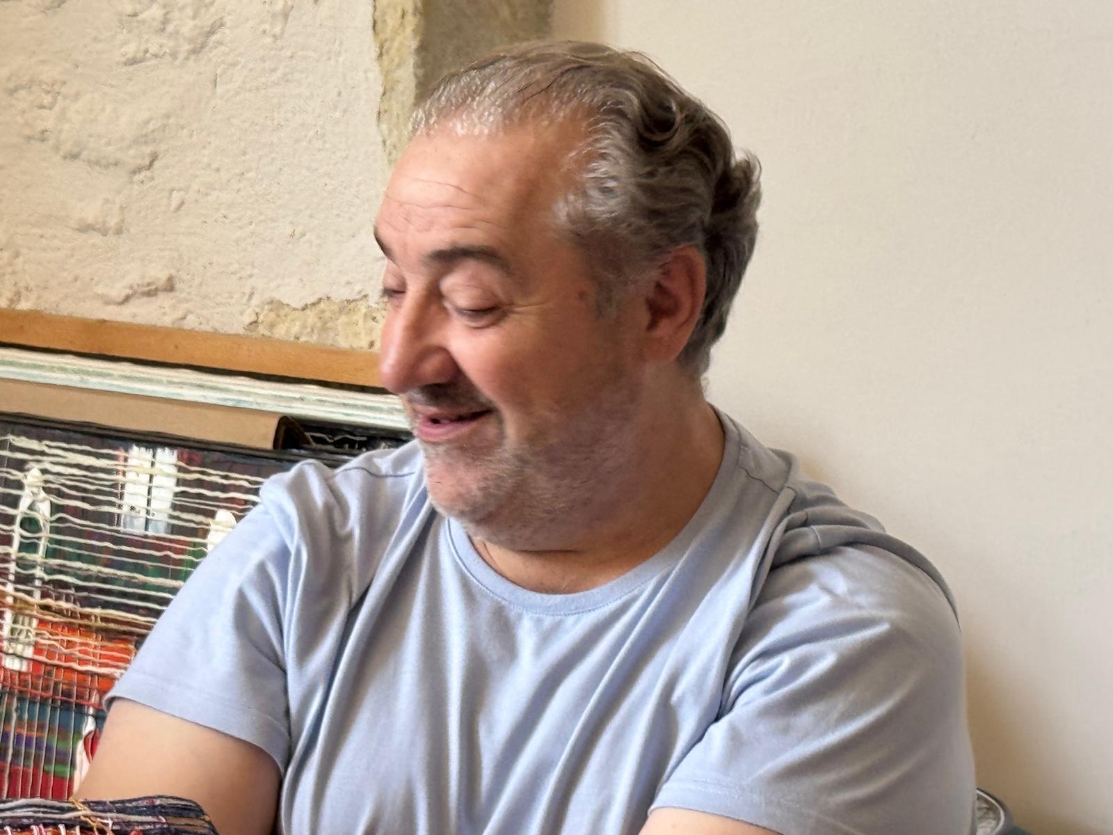 Marc Bertin at work in his studio
